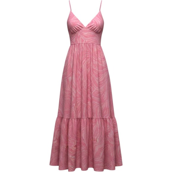 H&M Dresses & Skirts - HM Maxi Dress Womens XS Pink Swirl Textured Flowy Barbiecore Summer Vacation